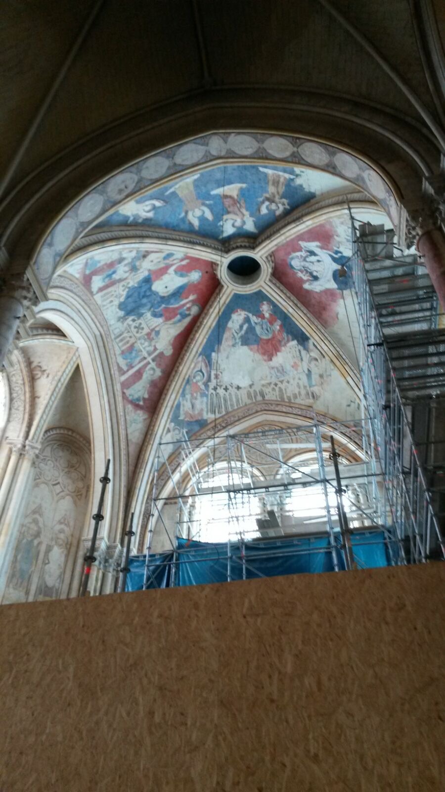 De recent blootgelegde plafondschilderingen in de kathedraal van Poitiers.jpeg